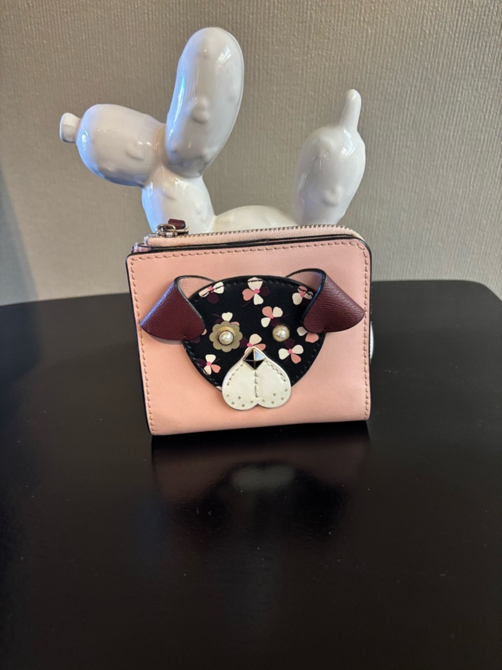 NWT Kate Spade New York Pink Floral Pup Zip Card Holder Wallet - Picture 4 of 8